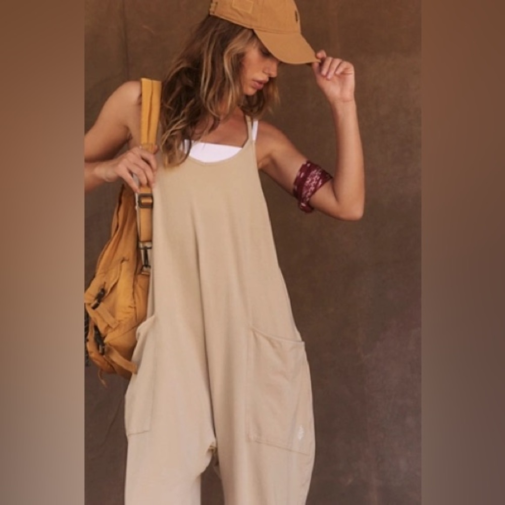 Free People FP Movement Hot Shot One Piece Jumpsuit Mocha Latte Size SMALL NWOT